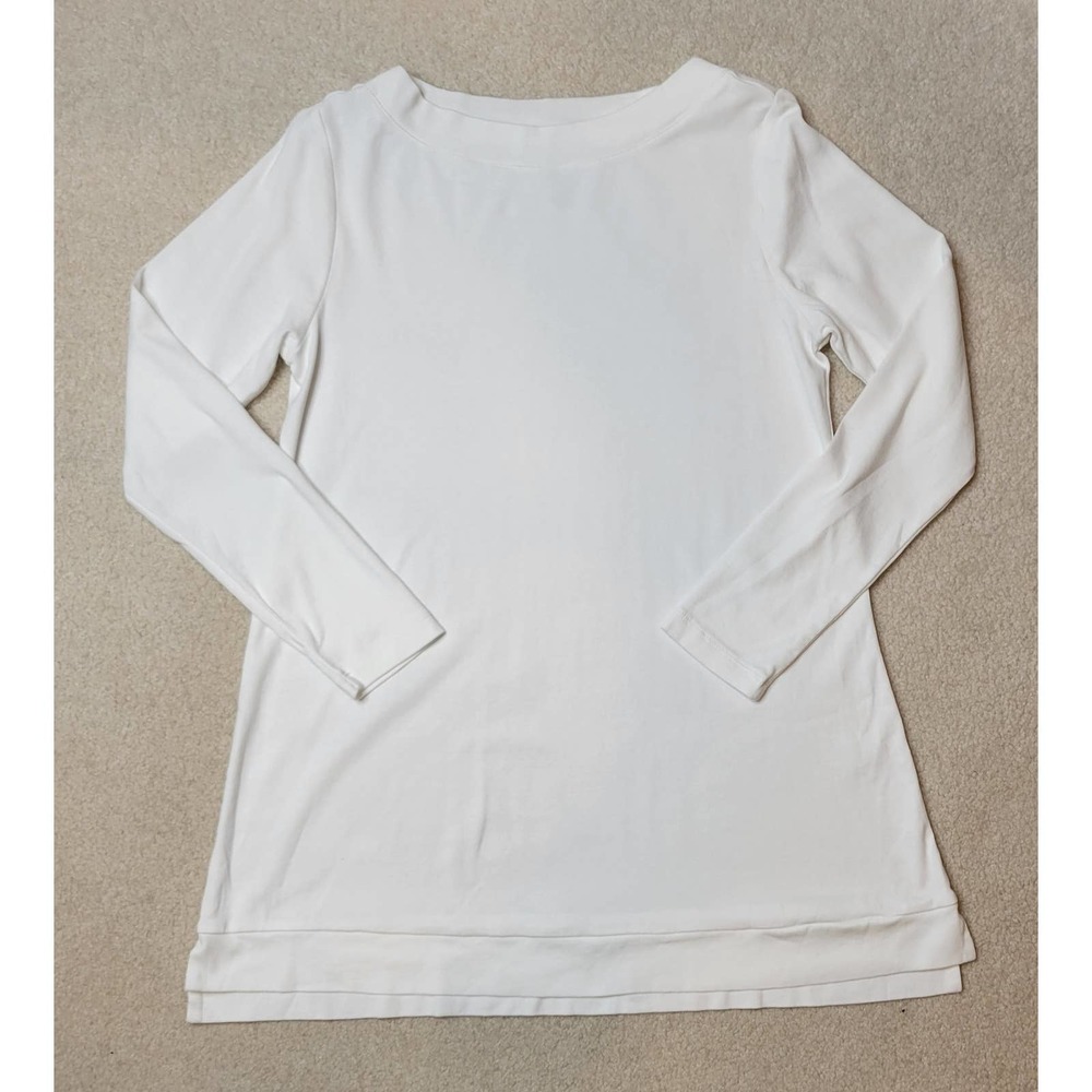 J.Jill Perfect Pima Boat Neck Long-Sleeve Tunic Medium White